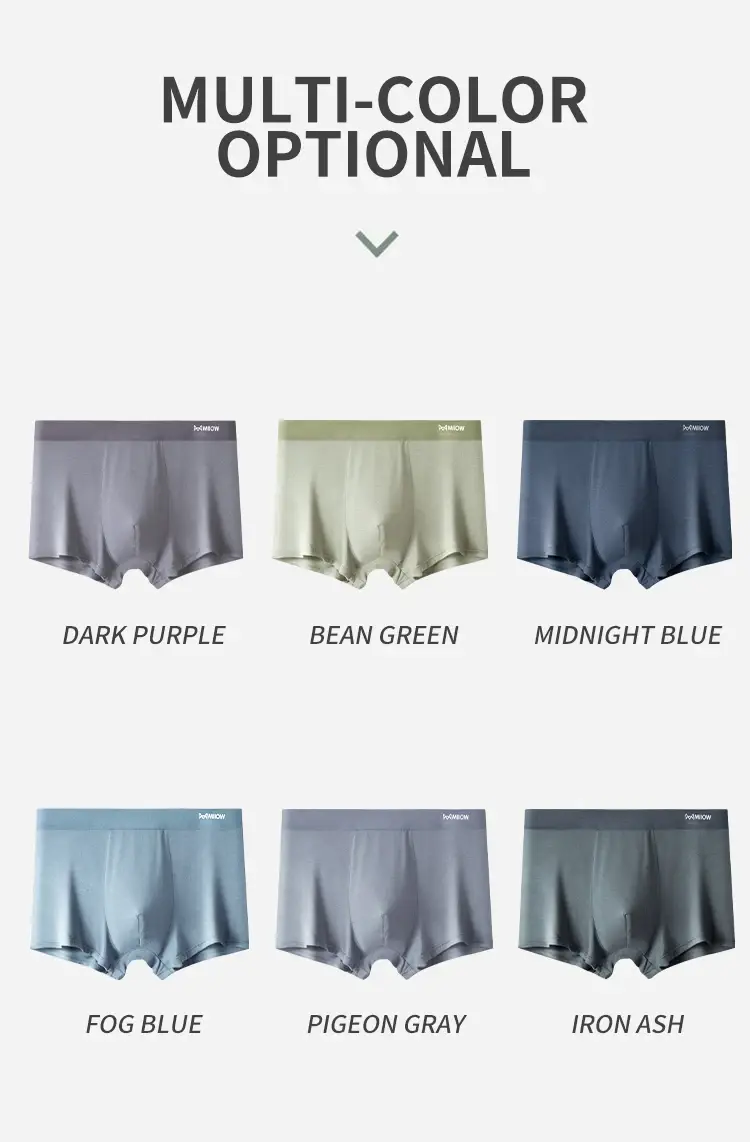 MiiOW 3Pcs Silky Modal Men Underwear Boxers Cotton Soft Touch Underpants Male Lightweight Breathable Boxers Men's Panties Trunks