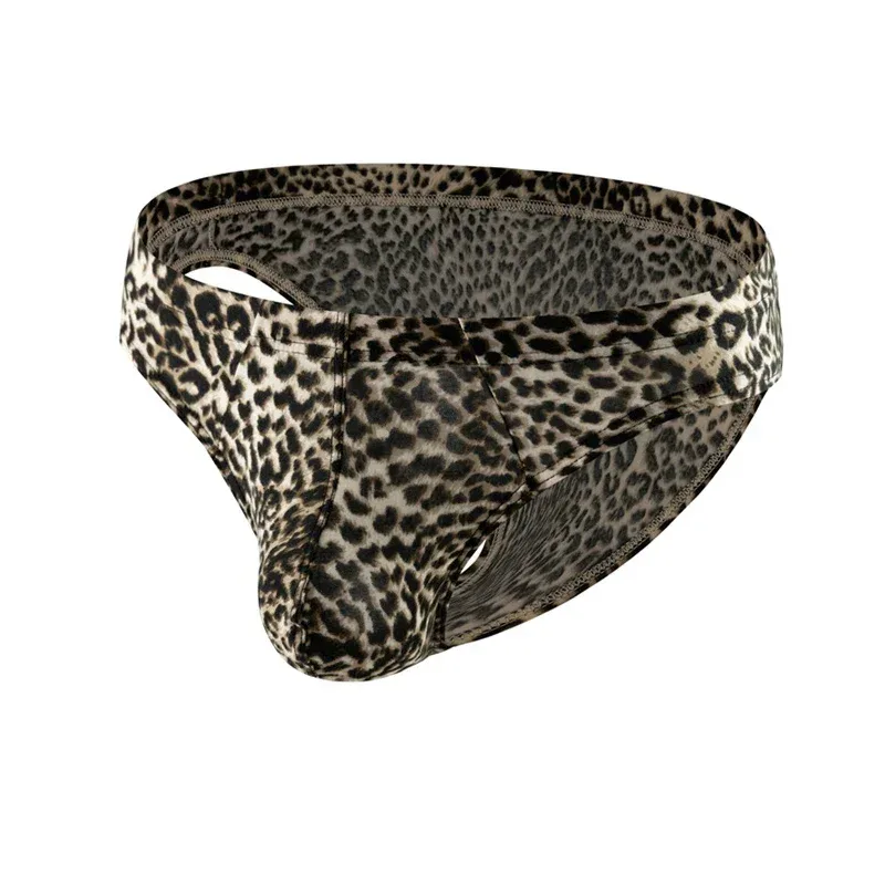 Sexy Men's Briefs Underwear Leopard Pattern Low Waist Soft Slip Briefs Lingerie Underpants Pouch Tangas Sexis De Hombre