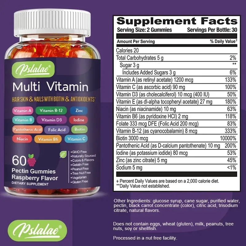 Multivitamin Gummies - with Vitamins and Minerals - Enhances Energy Levels Immune Support AntioxidantSupplements
