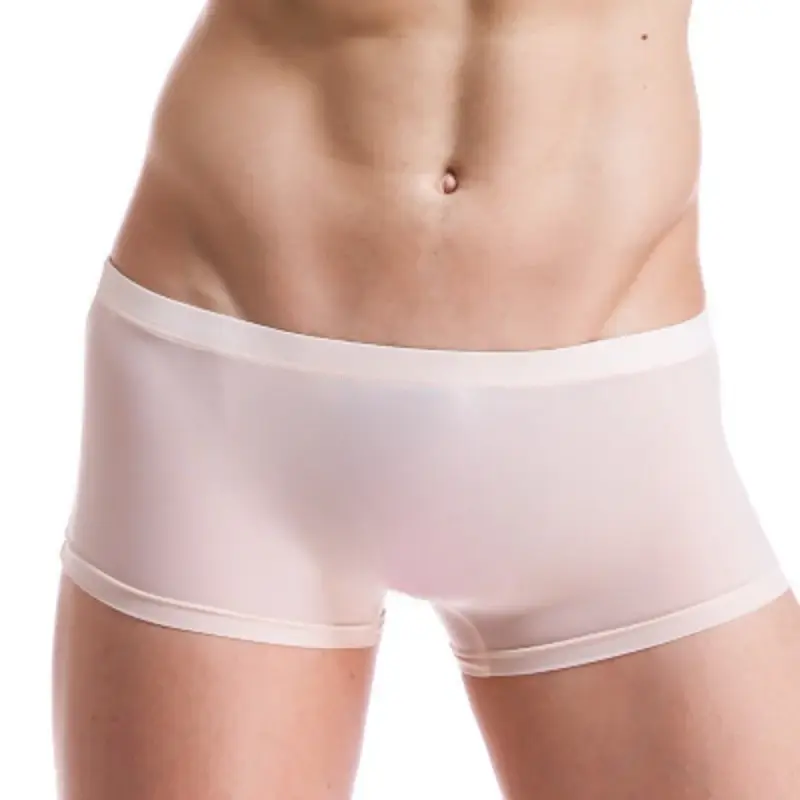 Men Trunks Ice Silk Boxer Thin Translucent Panties Sexy Breathable Underwear Low-Rise U Convex Underpants Knickers Slip Homme