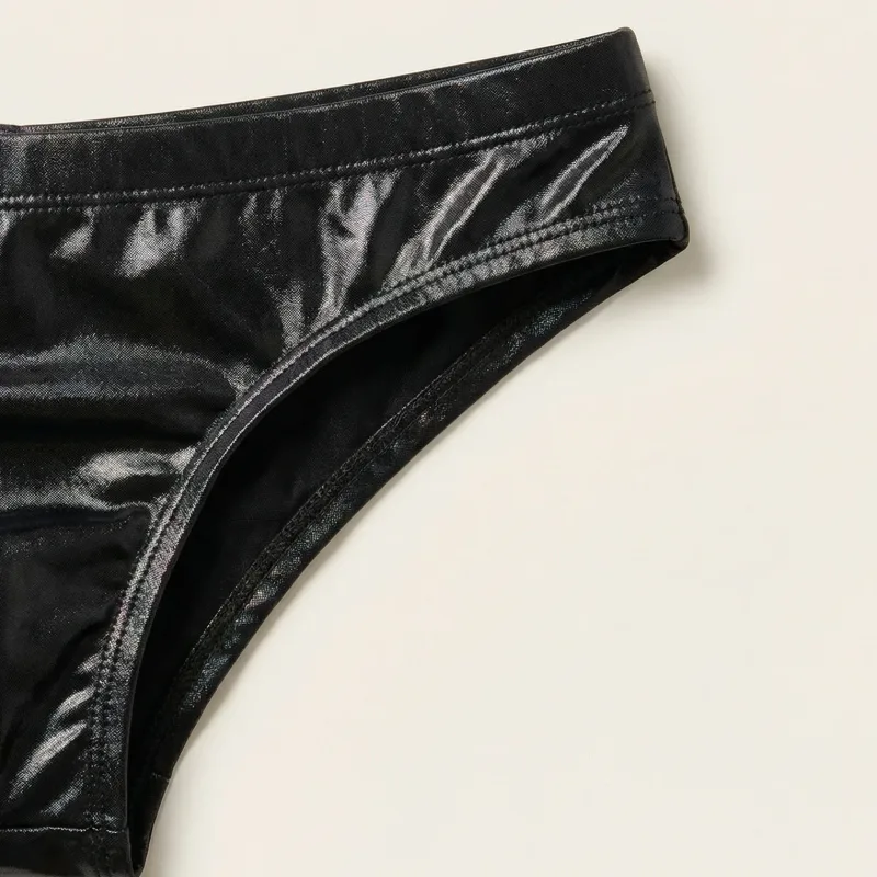 1Pc Men's PU Leather Triangle Pants, Crotch Hollow Sexy Triangle Underwear, Boxing Fitness, Adult Novelty, Sweet Gift