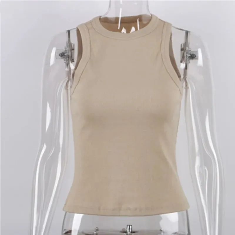 Ribbed Knitted Tops Neck Summer Basic Shirts White Black Casual Sport Vest Off Shoulder Green Women's Tank Top — image 11