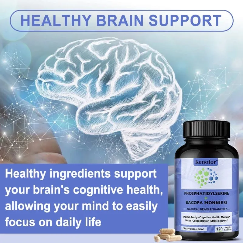 Phosphatidylserine + Bacopa Monnieri Supplement - Helps Memory Cognitive Health Relieve Stress - Brain Nutritional Supplement