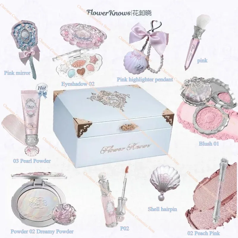 Flower Knows Shells Pearl Eyeshadow Essence Lip Honey Blush Cheek Makeup Front 11 pieces set — image 11