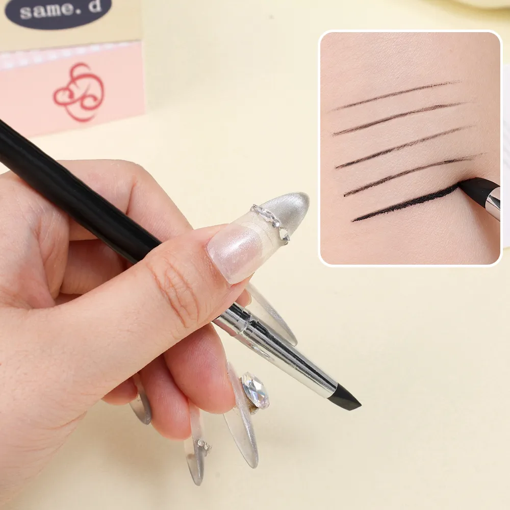 Eyebrow Eyeliner Brush Professional Multi-purpose Silicone Flat Blade Eyeliner Brush Precise Detail Brow Contour Makeup Brushes