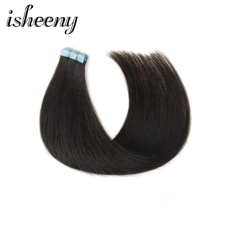 Mini Tape In Human Hair Extensions Natural Straight 10pcs/pack Invisible Machine Remy Hair Extensions 12-20 inches Easy to Wear
