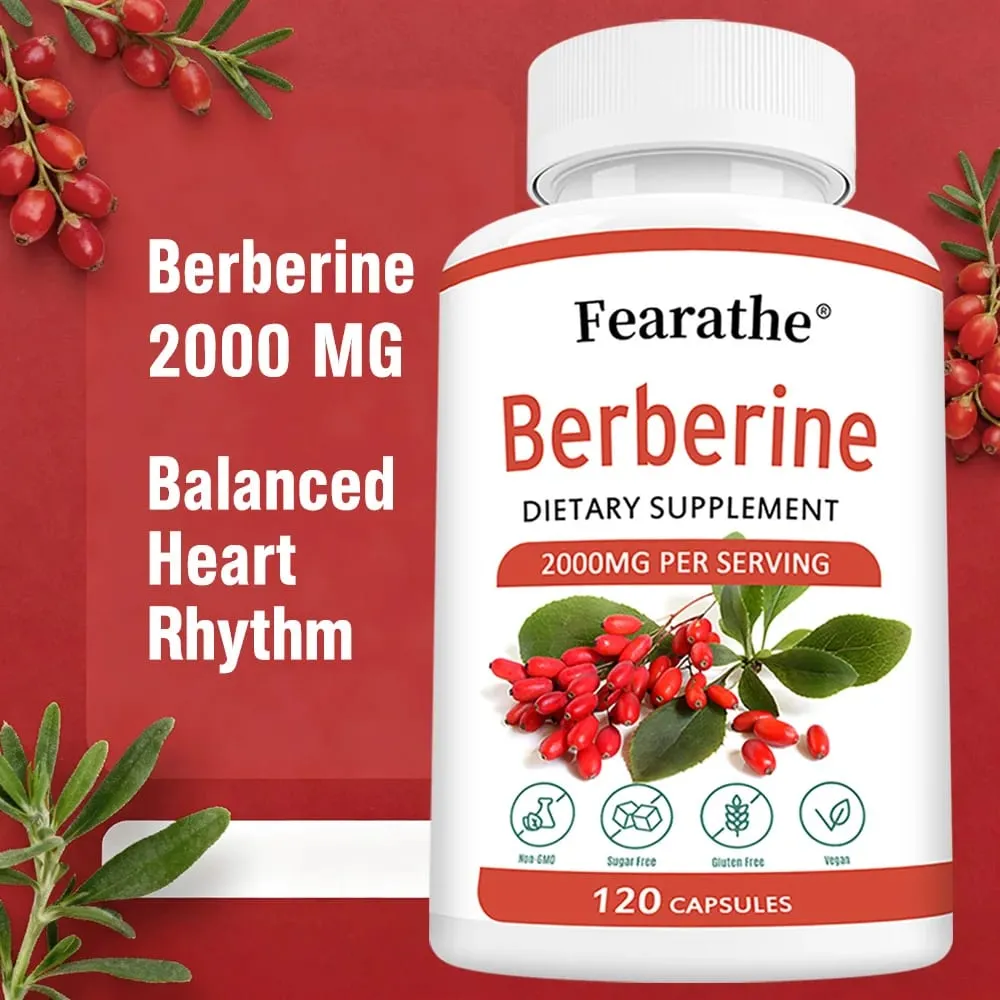 Berberine HCl 2000mg Capsules Supports Cardiovascular Health Digestion Immune Function Energy Antioxidant & Anti-Aging
