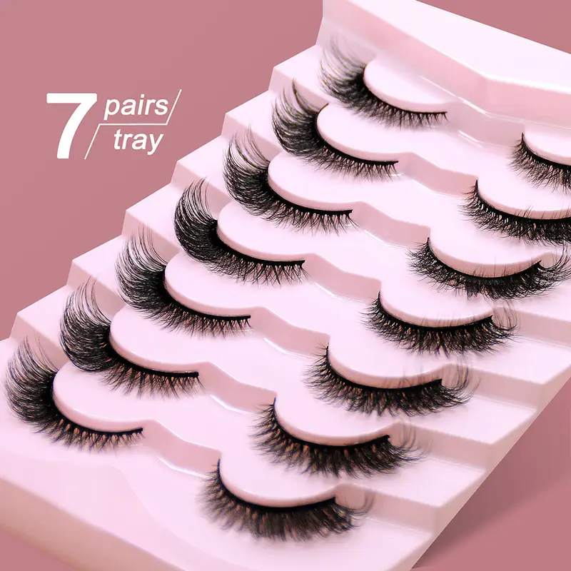 Classic 3D Volume Faux Mink Lashes Natural Look Fluffy False Eyelashes Wispy Cat Eye Lashes Fluffy 3D Mink Lashes