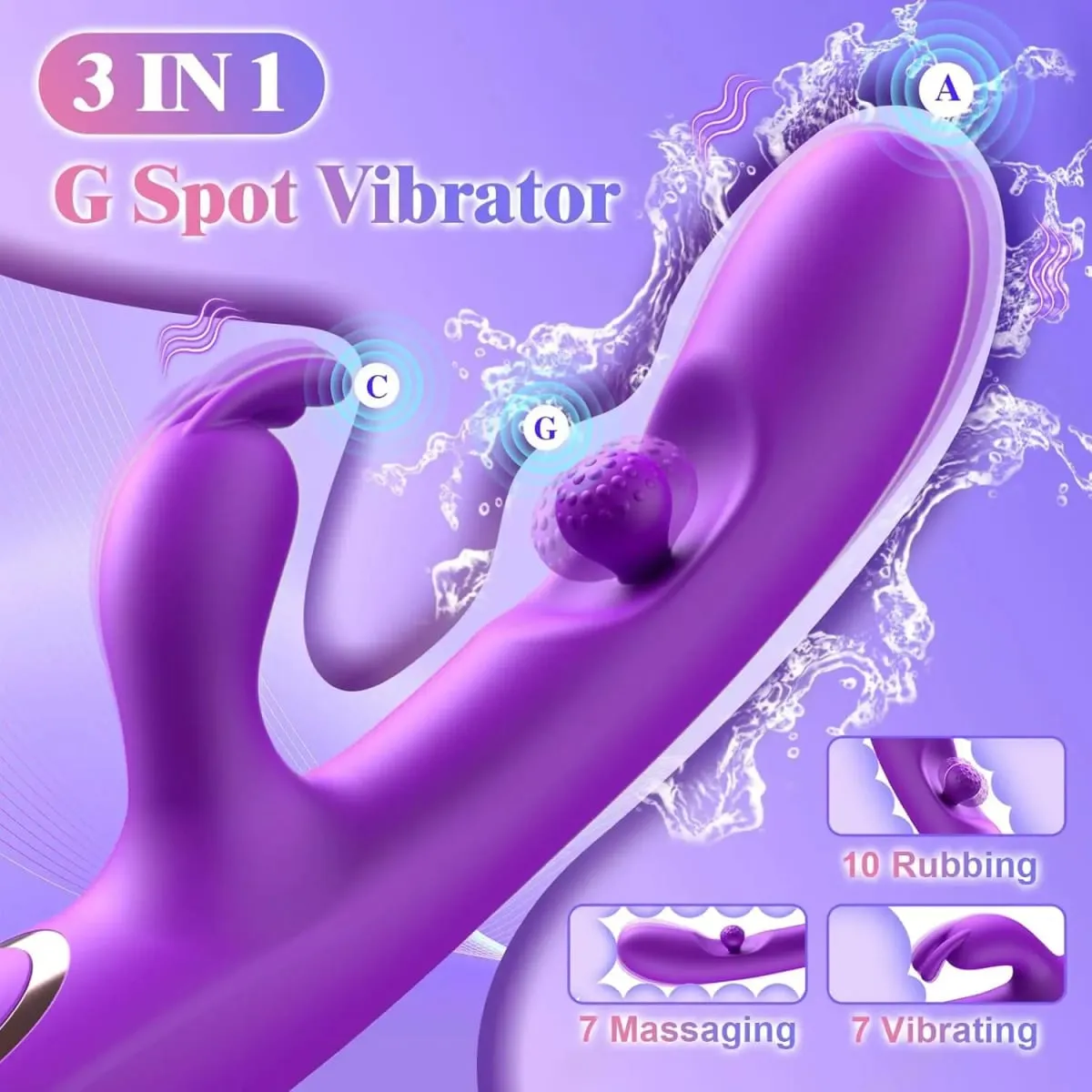 Điểm G Dương Vật Giả Máy Rung 3 Trong 1 Xoay 360° Mạnh Mẽ Âm Vật Máy Kích Thích Silicone Mềm Người Lớn Sản Phẩm Đồ Chơi Tình Dục Cho Nữ cặp Đôi