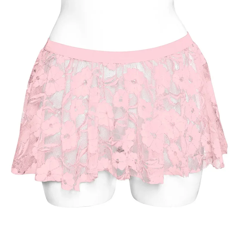 Heren effen kanten rok mesh doorzichtig voor lingerie laag voor opkomst geplooide rokken doorzichtige bodycon bodem voor feestavond