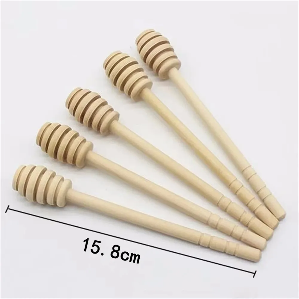 100pcs Wood Honey Dipper Stick Server for Honey Jar Dispense Drizzle Honey