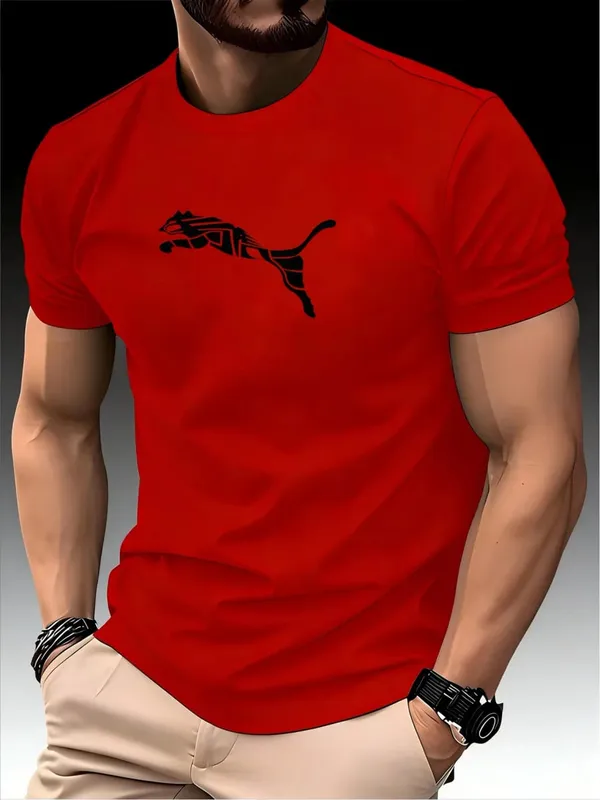 T-shirt con stampa leopardata di volpe di moda da uomo di lusso di nuova estate T-shirt girocollo tendenza casual Y2K T-shirt sportiva di fitness di alta qualità di fascia alta