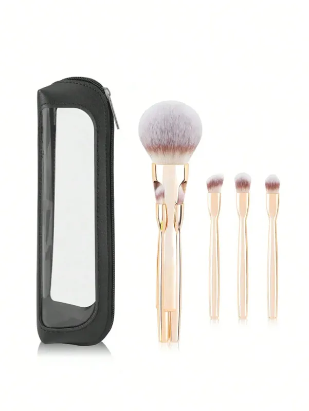 4-Piece Makeup Brush Set Featuring Professional-Grade Brushes Made from High-Quality Synthetic Fibers for a Luxurious Feel.
