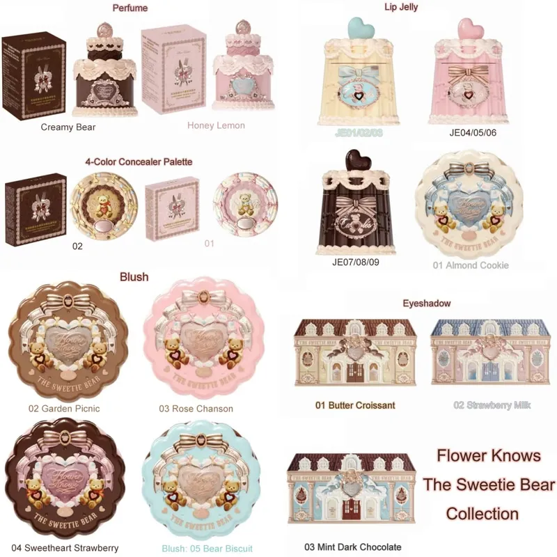New Arrive Flower Knows The Sweetie Bear Collection Mini Setting Powder Cookie Perfume and Dual Ended Brow Gel and Pencil — image 3