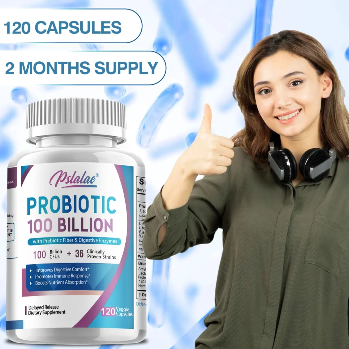 Probiotics 100 Billion - Help with Intestinal Health Nutrient Digestion Weight Management Bloating Relief Calorie Control — image 6