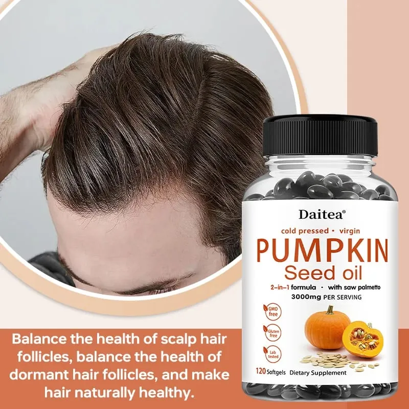 Pumpkin Seed Oil + Saw Palmetto Extract Supports Prostate and Urinary System Health Hair Care Anti-Hair Loss Men's Health