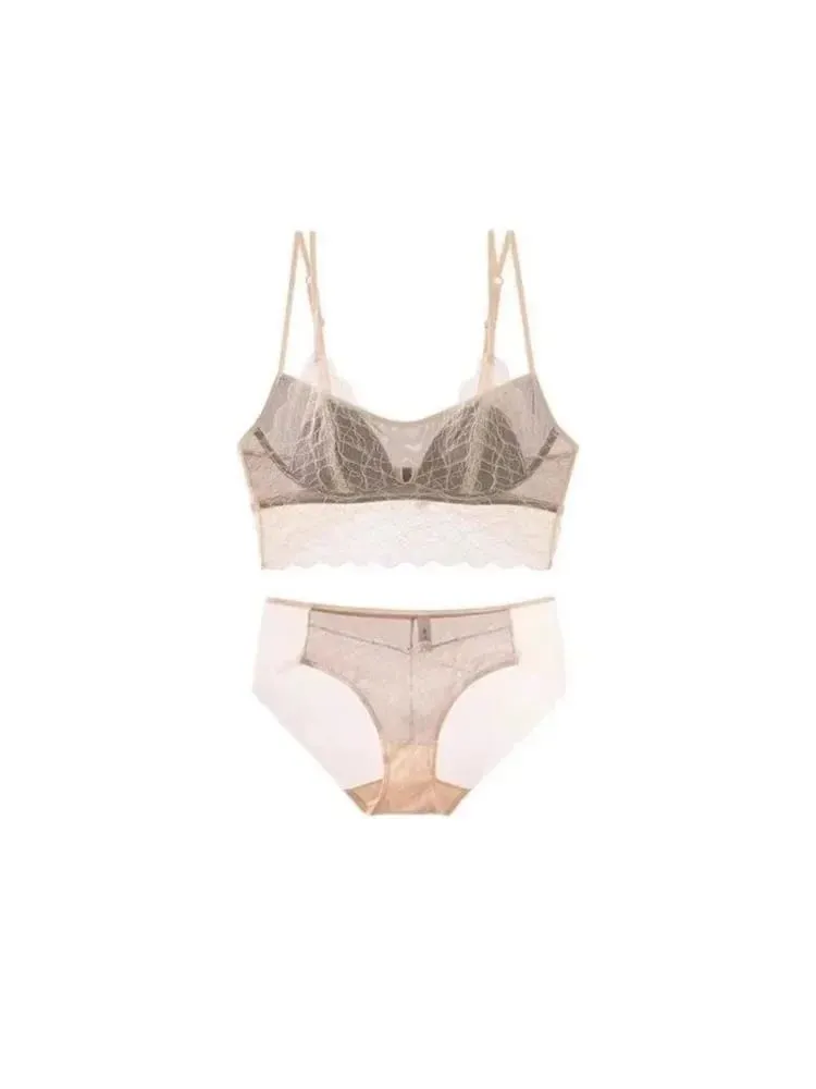 Sexy Lace Bralette No Underwire | French Triangle Cup Bra | Summer Thin Breathable for Women | Slimming Strappy Back Lingerie