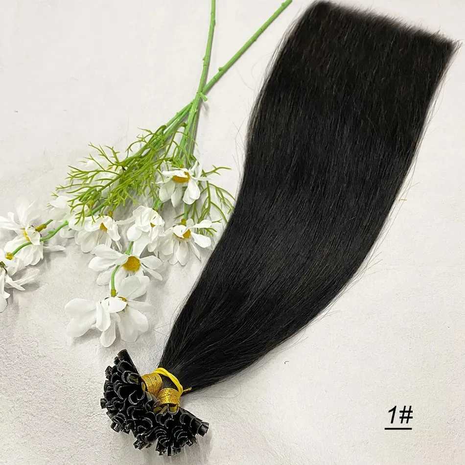 Full Shine U Tip Hair Extensions Nature Black Hair Blone 613 Color 50g Keratin Glue Beads Prebonded Remy Human Hair Extensions