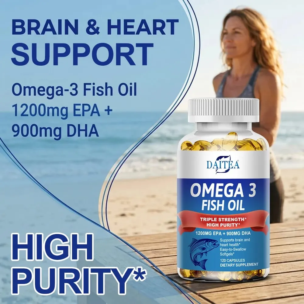 Omega 3 魚油 - 適用於神經系統、皮膚和頭髮健康 抗氧化劑 - 易於吞嚥