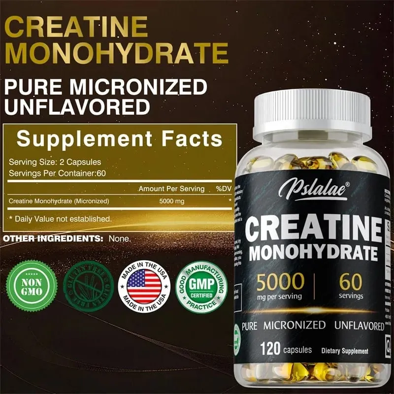Creatine Monohydrate Capsule - Enhance Muscle Strength Relieve Fatigue Promote Energy Production and Improve Performance