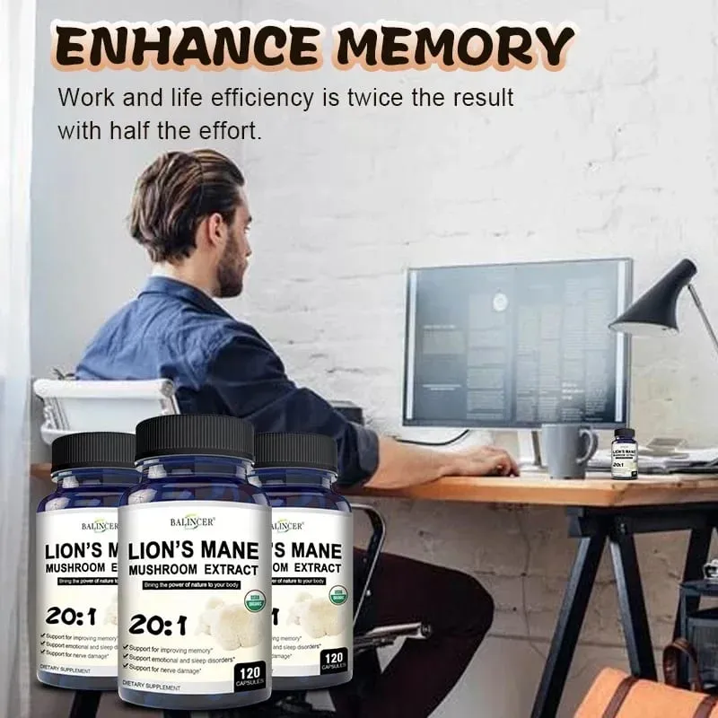 Organic Lion's Mane Capsules - Brain Mushroom Supplement for Focus and Immune Support Brain Health Memory and Energy — image 4