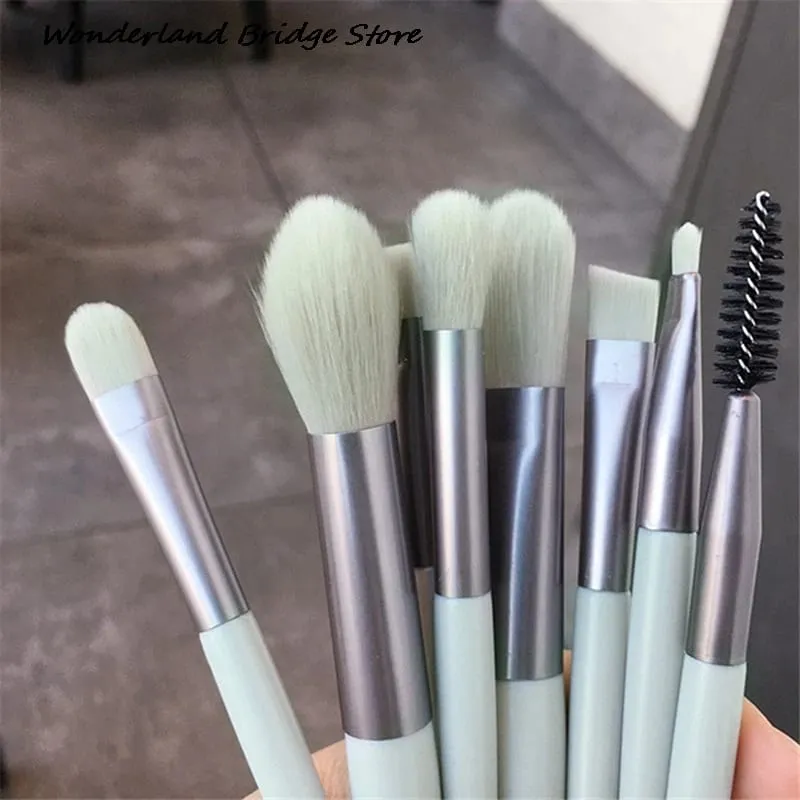 8PCS Mini Pro Makeup Brushes Matte Handle Portable Soft Hair Makeup Brush Set With Bag High Quality Makeup Tools
