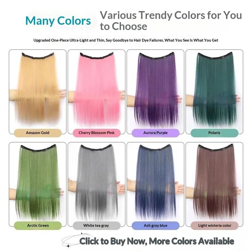 Synthetic Colored Highlighting Clip-in Hair Extensions Long Straight Ear-hanging Dyeing Wig Piece Color Thin Seamless Fake Hair — image 3