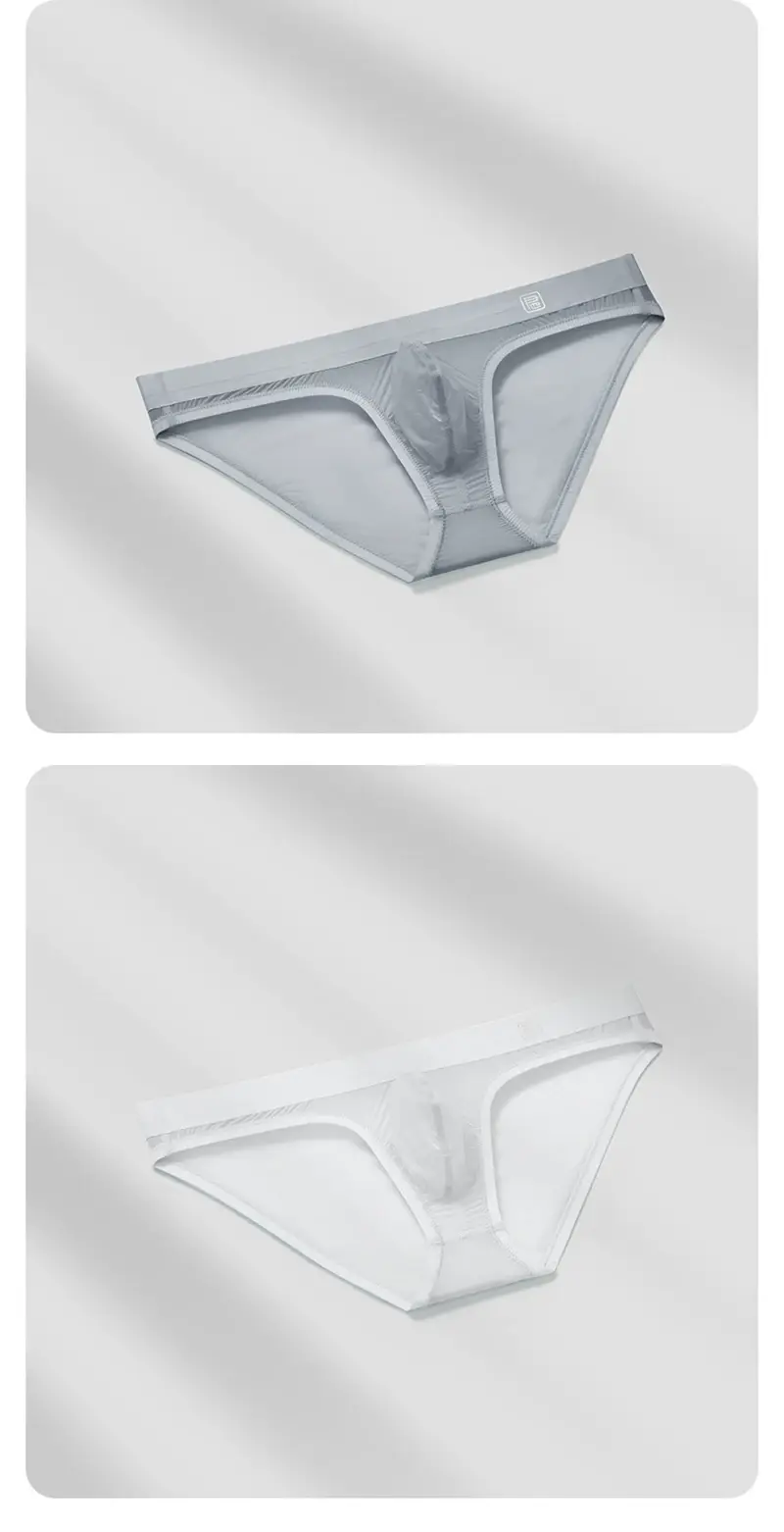 Ice Silk Ultra-thin Men Underwear Seamless Transparent Quick Drying Briefs Sexy U Bulge Pouch Triangle Underpants Erotic Panties — image 16