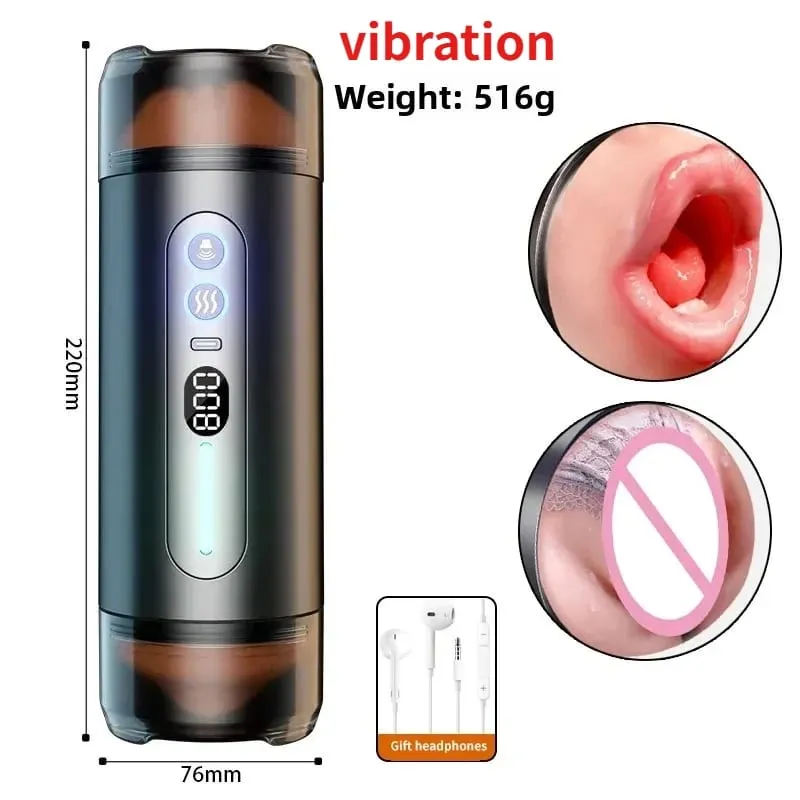 2 IN 1 Realistico Artificiale Della Vagina per Gli Uomini Tazza del Masturbatore Gola Profonda Pompino Massaggiatore Figa Tascabile Pene Erotico Giocattoli Del Sesso Per Adulti