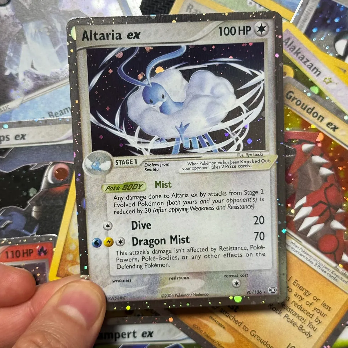 บัตรพร็อกซี โฮโลแกรม Emerald Cacturne Rayquaza ตำนานที่ซ่อนอยู่ Kyogre Crystal Guardians Alakazam Star Flareon Metagross