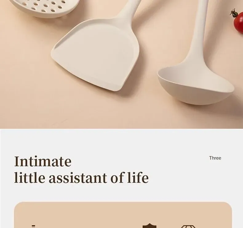 1/2/3/4set Grey white silicone spatula soup spoon set non-stick pan cooking tools kitchen cooking kit