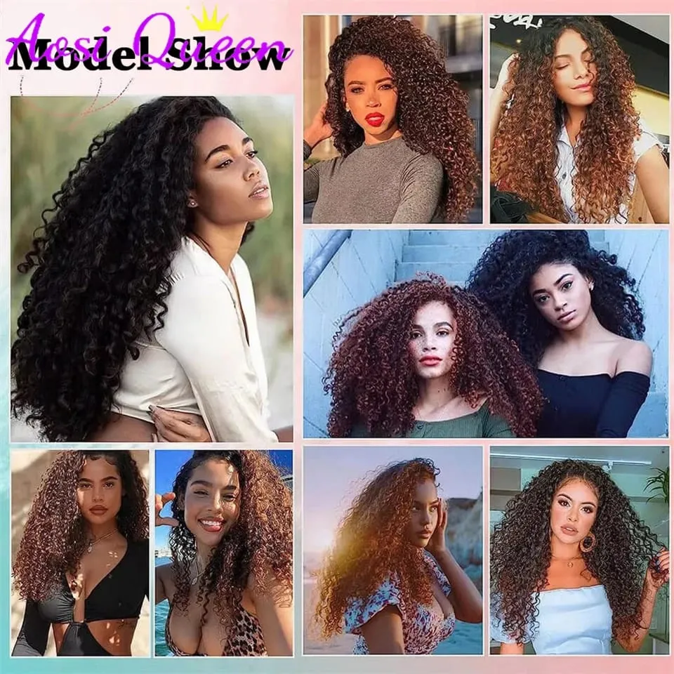 Synthetic 16Inch Water Wave Hair Extension Piece Adjustable Fluffy Curl BB Clip Fishing Line Hair Extension Women's Daily Party — image 7