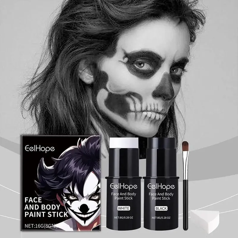 1set Black White Eyes Face Body Paint Stick Cream Makeup Party Halloween Costume Pen Lighweight Waterproof Sports Pen Safe O2v3