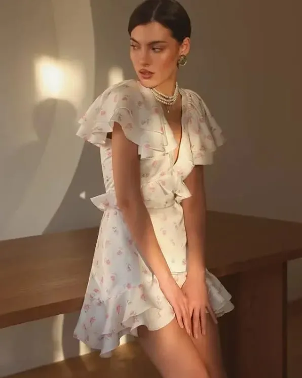 Collection Of Popular Printed Short Dress Deep V Neck A-line Bodycon Party Dresses 2026 Lady Spring Summer Vacation Outfits New