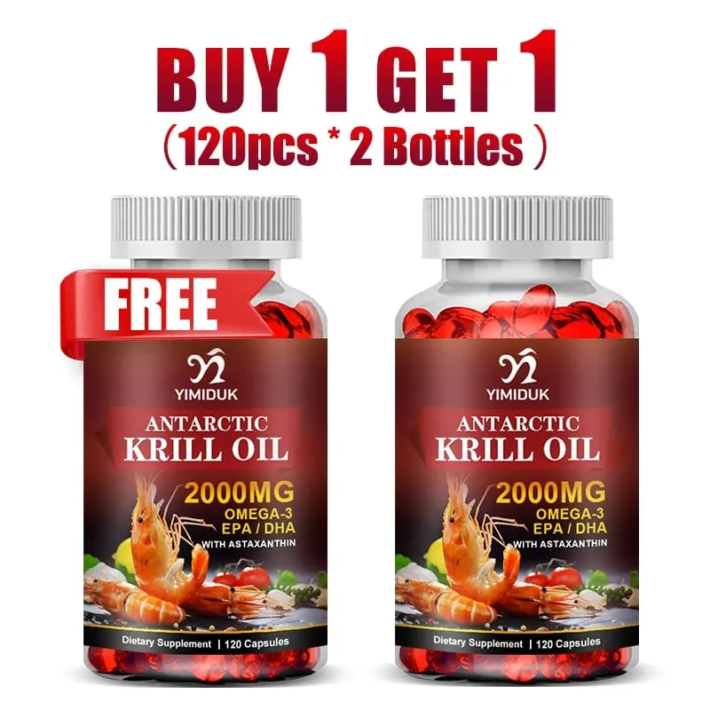 Buy 2 Get 2 Free! Krill Oil 2000mg Capsules Support Heart & Joint Health Brain Eye & Anti-Inflammatory GMP Certified Vegan