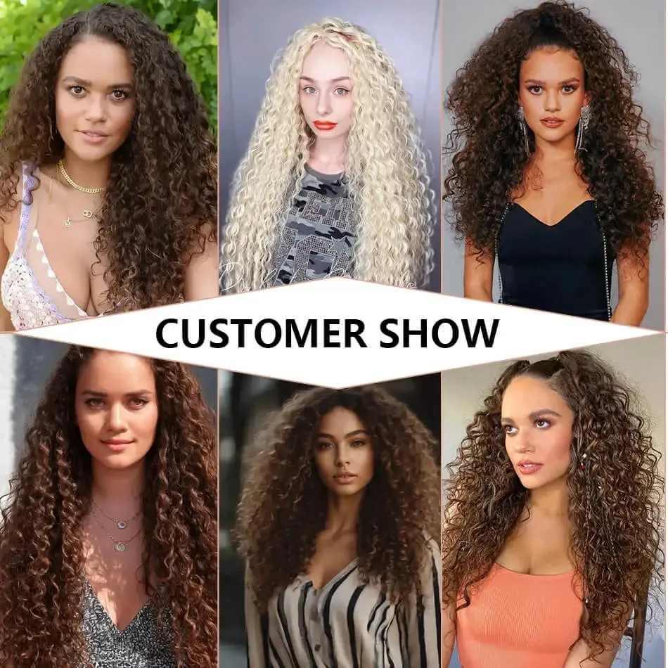 Synthetic Kinky Curly Clip-in Hair Extensions Super Long Water Wave Clip In Hair 160grams 4 Pcs Full Head Hair Pieces — image 7