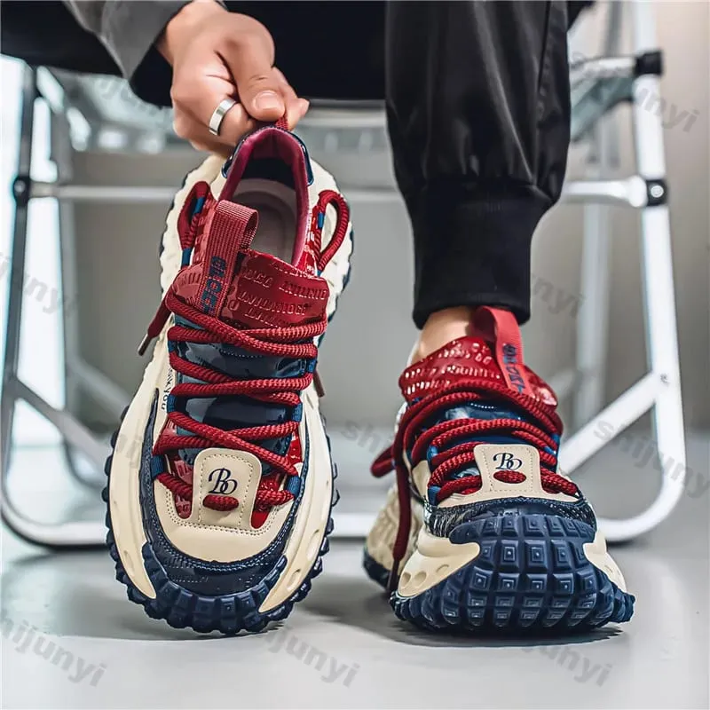 Men's White Sneakers Autumn Winter Fashion Cross Tied Non Slip Casual Shoes Comfortable Outdoor Height Increase Vulcanized Shoes