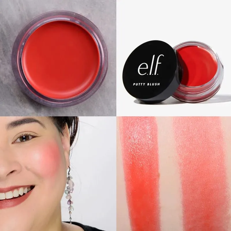 Elf Putty Blushcream Blush Balm in Pink Tones Bora Bora Matte Pearlescent and Shimmering Lip Glaze for Moisturizing Lips Makeup
