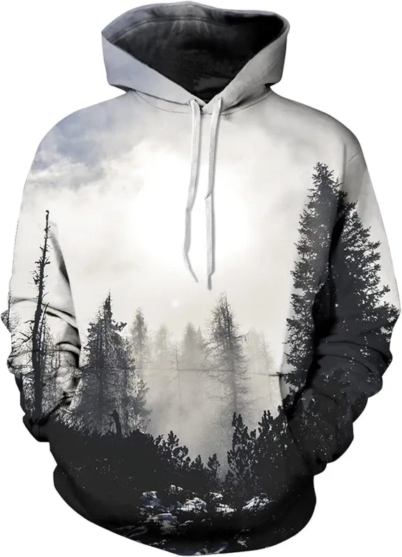 Hoodie Grafik Lelaki Uniseks Cetak Kebaharuan Hoodie, Baju Pullover Corak 3D Dengan Poket, Hoodie Grafik Panas Lengan Panjang Saya