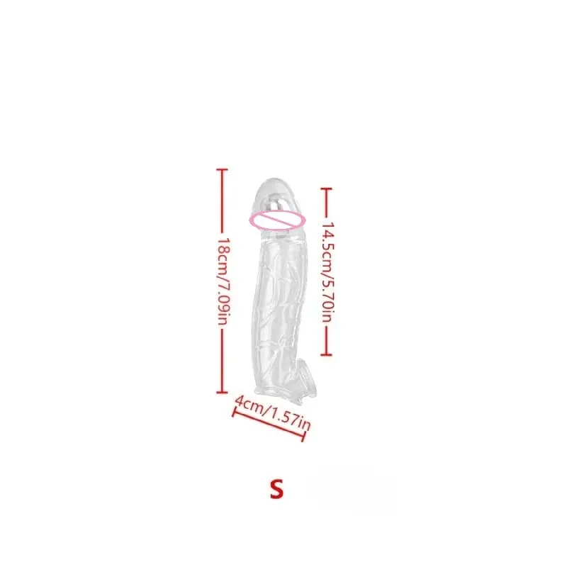 3 Size Reusable Penis Sleeve Soft Clear Cock Sleeve Penis Extender Adult Sex Toys for Men Women Durable Penis Enlarger Male
