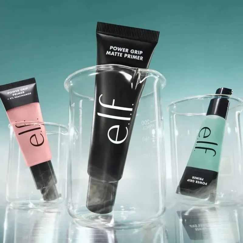 Elf Liquid Poreless Putty Primer Power Power Grip Matte Primer Dewy Setting Spray Halo Glow Liquid Filter & Blush Beauty Wand