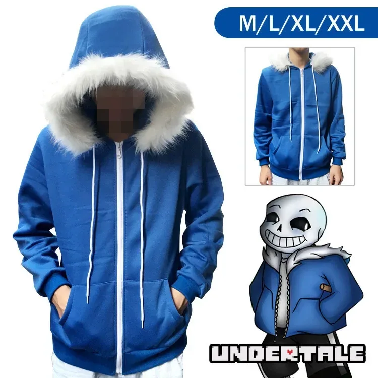 Men's Sweatshirt Undertale Sans Blue Coat Cosplay Jacket Hoodie Cardigan Sweatshirts Casual Men's Solid Costume Oversized