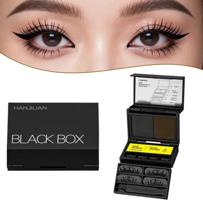 Eyeliner Stempel Bulu Mata Bawah 3-In-1 & Tahi Lalat 3S Riasan Mata Portabel Alami Cepat Aplikasi Anti-selip Set Tahan Lama D9e1