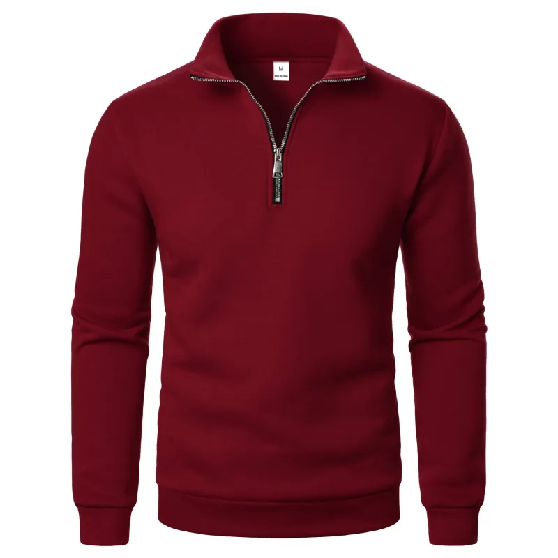 Sweat à capuche à col montant pour homme, décontracté, demi-fermeture éclair, tendance, simple et ample, surdimensionné, en polaire, nouvelle collection printemps et automne