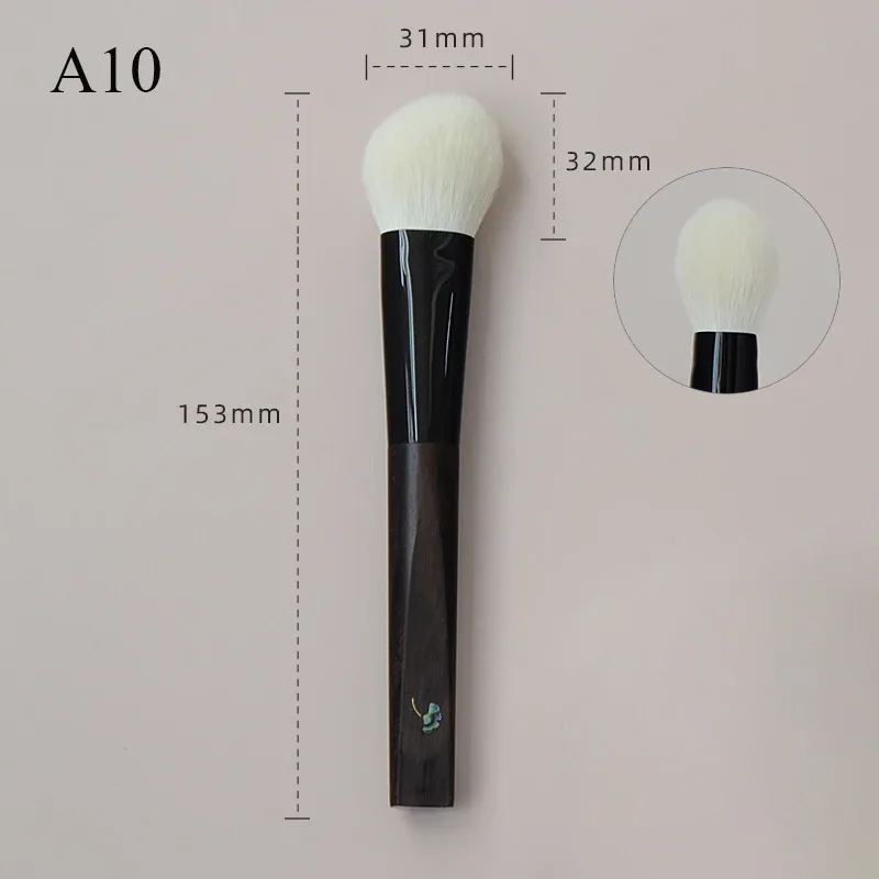Shoushoulang Hand Crafted Makeup Brush Soft Tiny Tips Goat Hair 1PC Face Powder Blush Contour Brush Ebony Handle Makeup Brushes