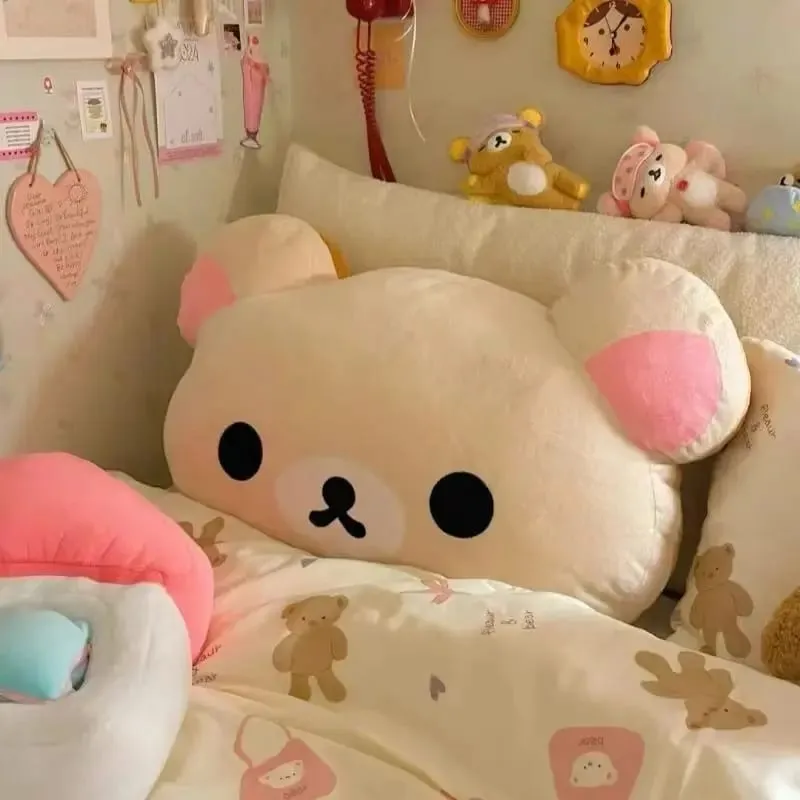 Rilakkuma Bear Plush Pillow Dual Sided Large Soft Bedside Cushion Nap Pillow Dormitory Stuffed Doll Birthday Gifts For Fan
