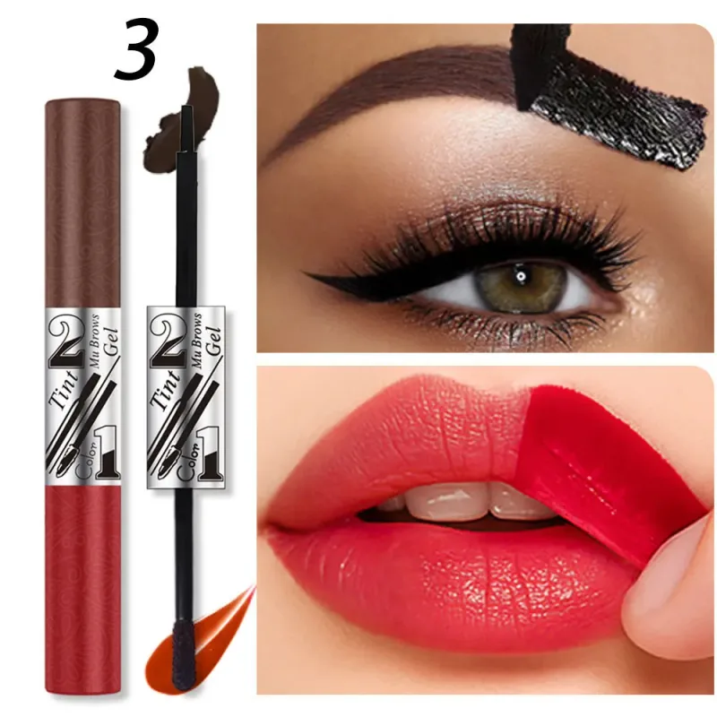 2in1 Lipstick Eyebrow Cream Double-Headed Tearable Lip Gloss Sexy Smooth Contour Waterproof Long-Lasting Lips Lipgloss Makeup