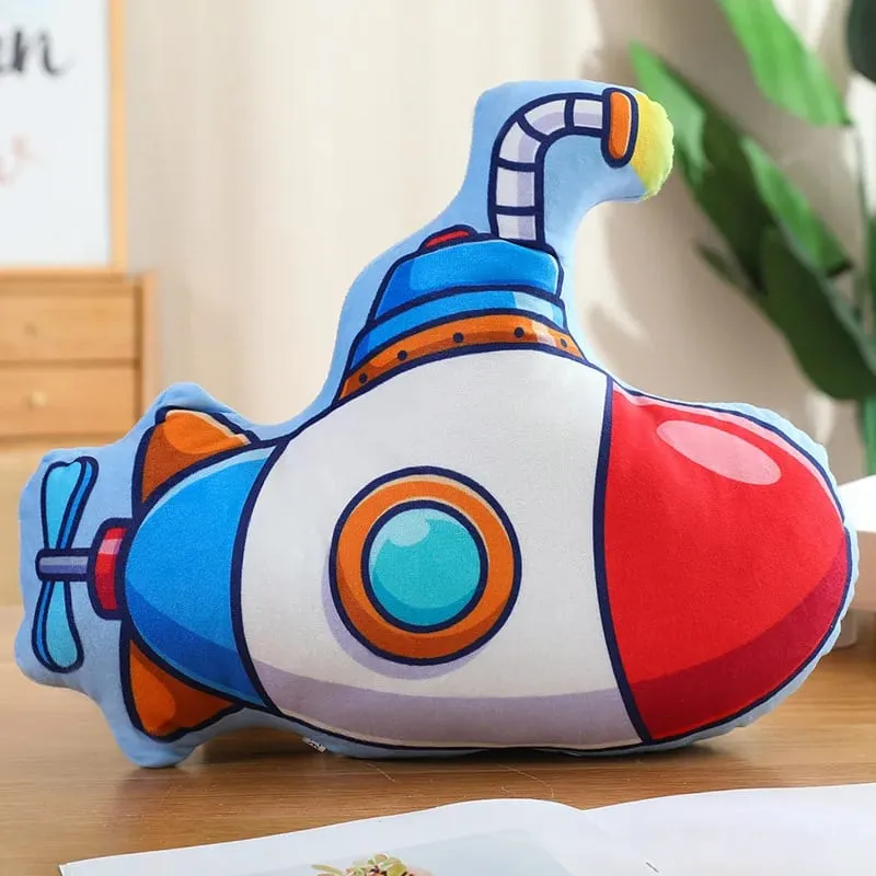 Public Transportation Colorful Plush Pillow Stuffed Excavator Motorbike Tank Airplane Sofa Room Decor Cushion Men Present — image 17