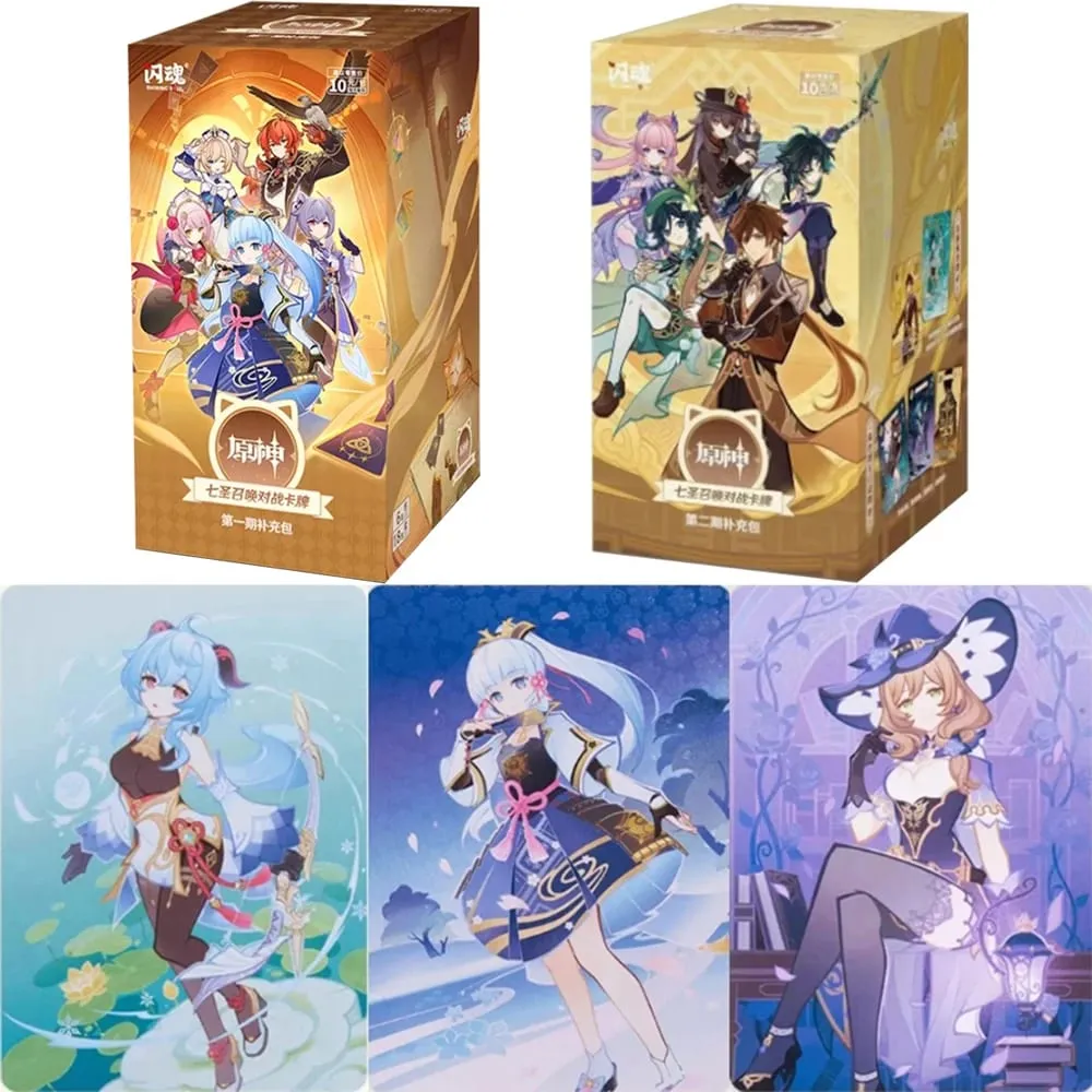 Genuine Genshin Impact Card Seven Summoning Battle Cards Booster Pack Cosplay Game Character Collectible Cards Toys Gifts