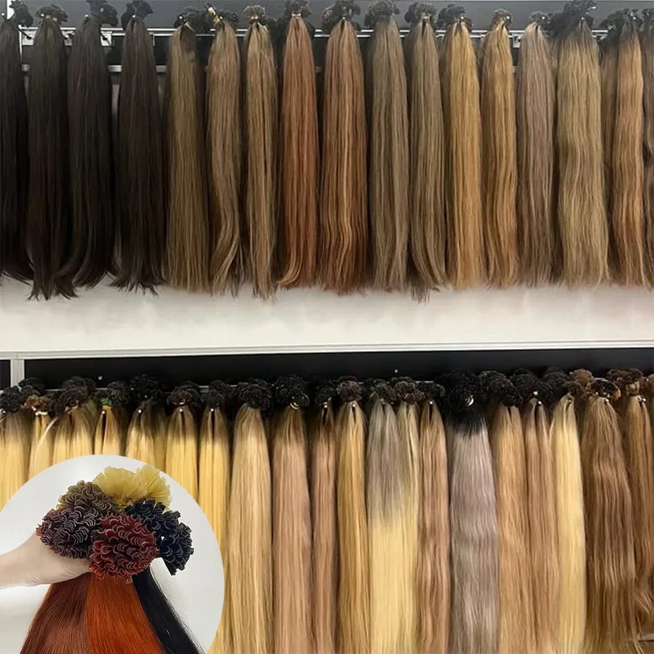 Full Shine U Tip Hair Extensions Nature Black Hair Blone 613 Color 50g Keratin Glue Beads Prebonded Remy Human Hair Extensions